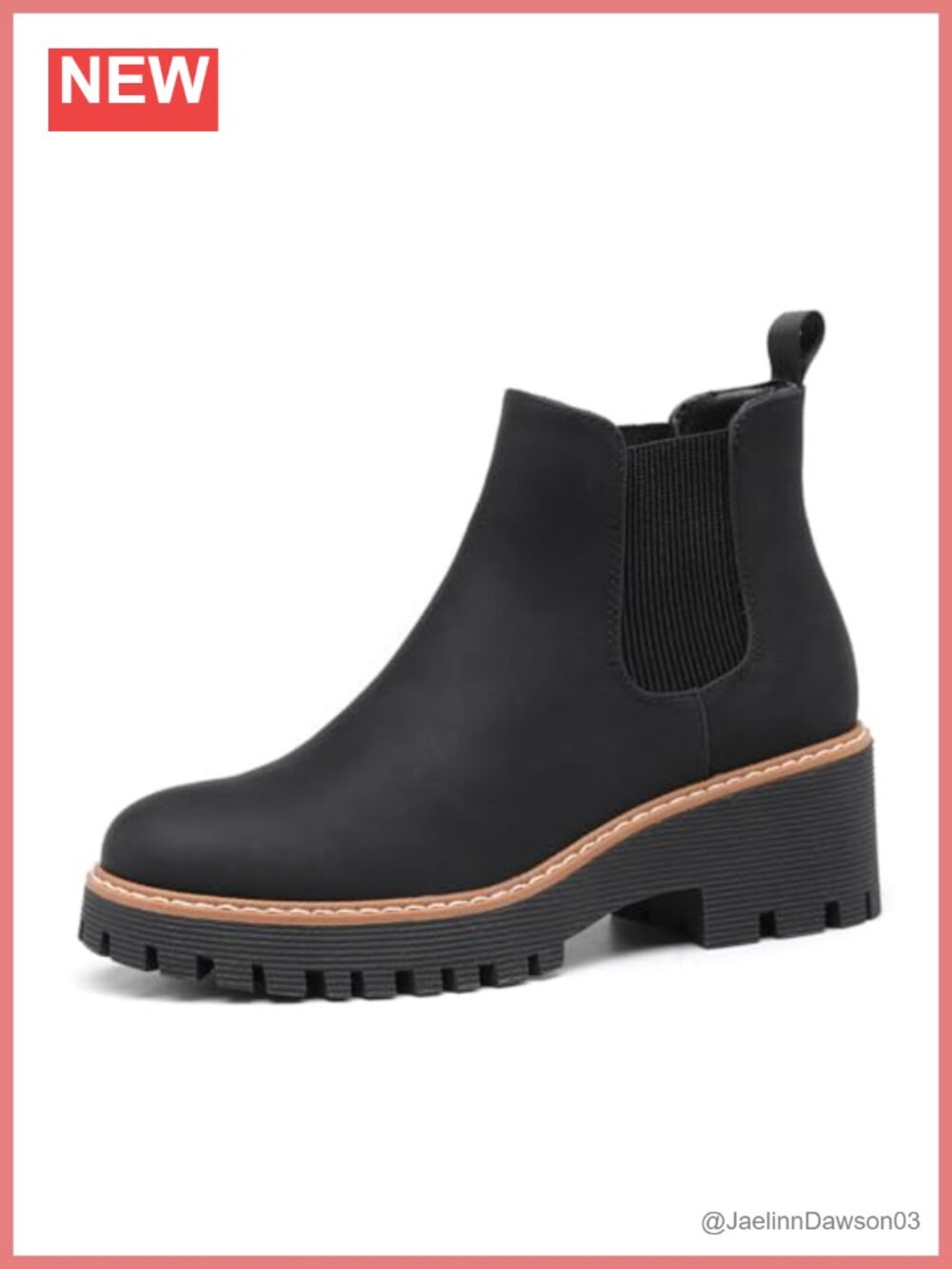 Women's Chunky Platform Chelsea Ankle Boots Low Wedge Heel Faux Leather